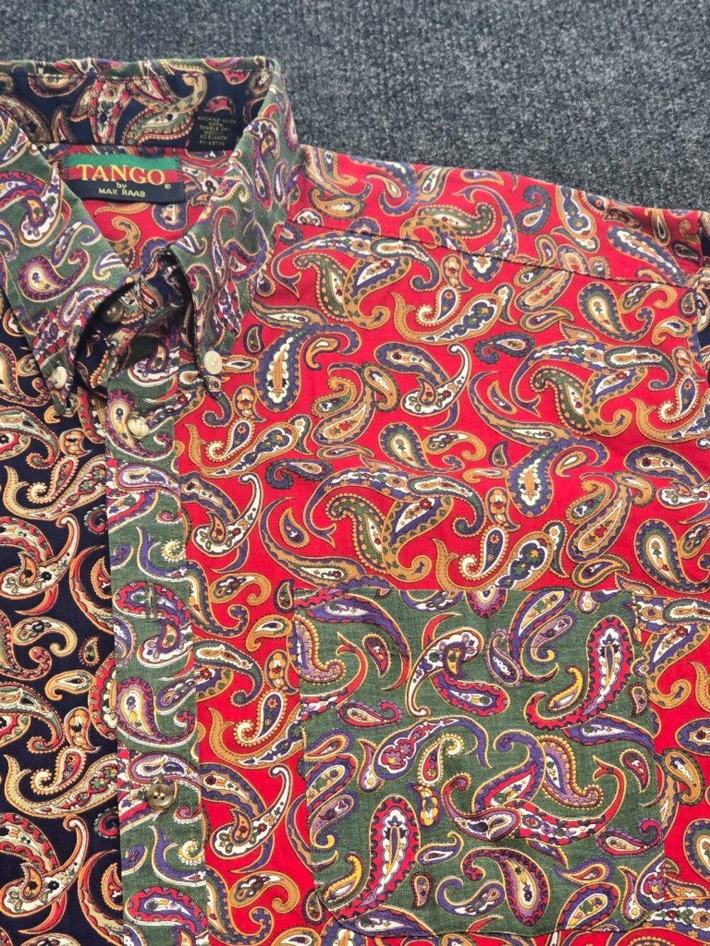 Vintage Tango by Max Raab Paisley Patchwork Shirt Men’s XL 100% Cotton Made in U